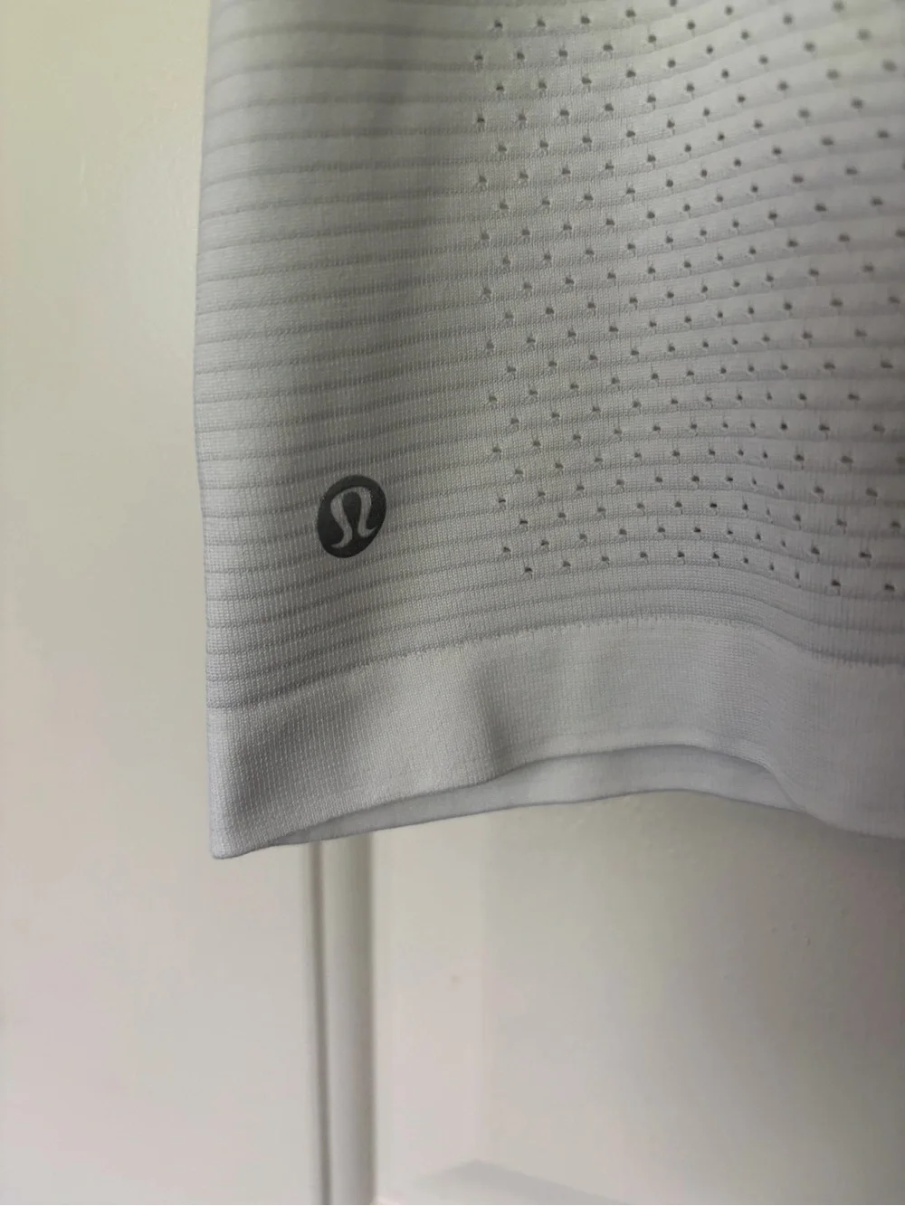 lululemon White Perforated Crew Neck Training crop top
